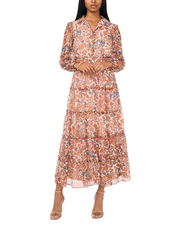 Msk Womens Printed Tiered Maxi Dress Product Image