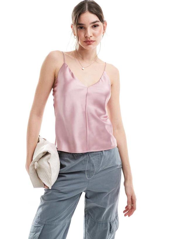 ASOS DESIGN satin v neck cami top in print Product Image