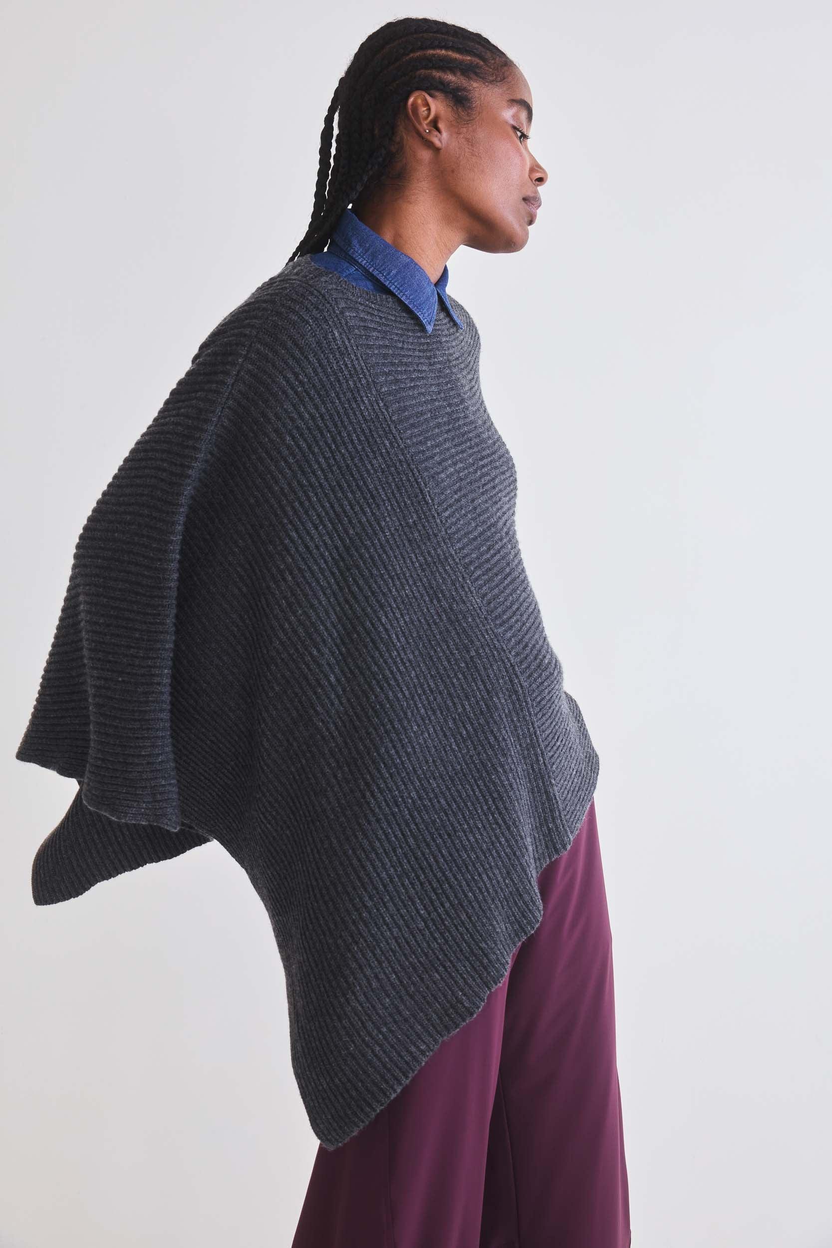 The Ribbed Knit Poncho Product Image