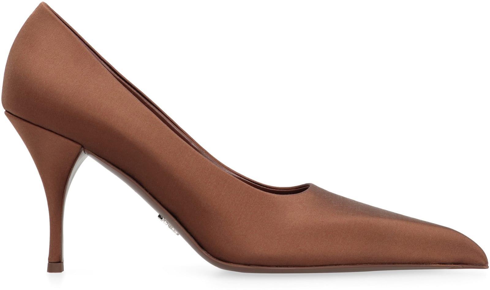 PRADA Satin Pumps In Brown Product Image