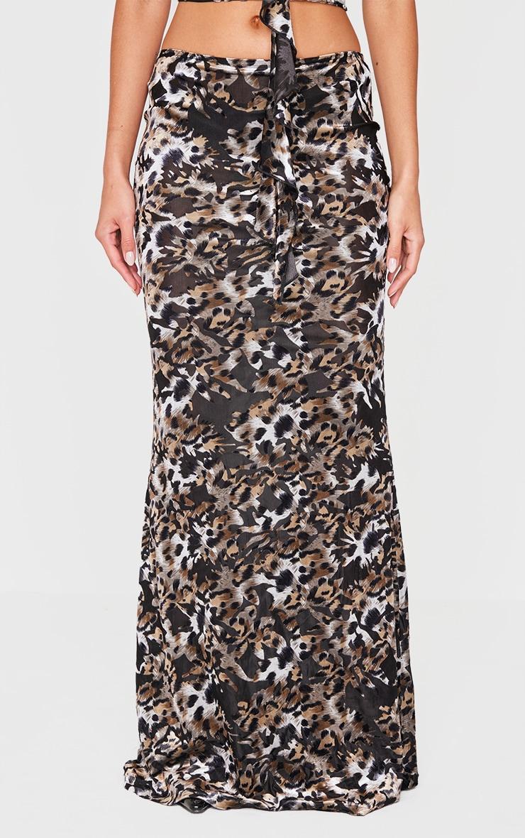 Leopard Devore Fish Tail Maxi Skirt Product Image