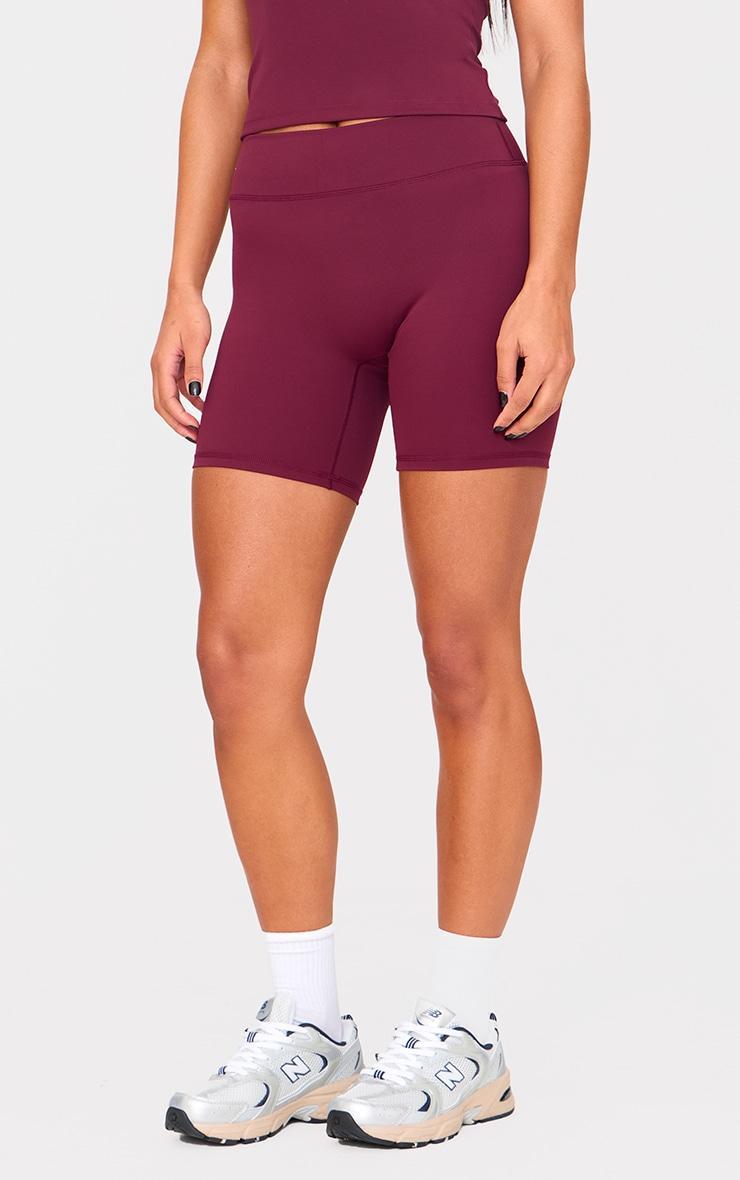 Deep Burgundy Sculpt High Waist Gym Shorts Product Image