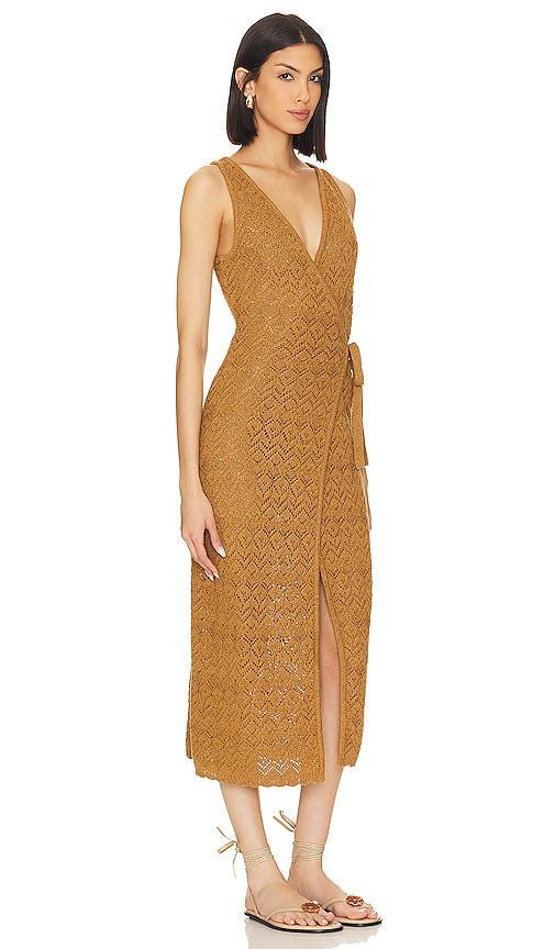 House of Harlow 1960 x REVOLVE Tressa Wrap Midi Knit Dress in Brown. Size L, S. Product Image