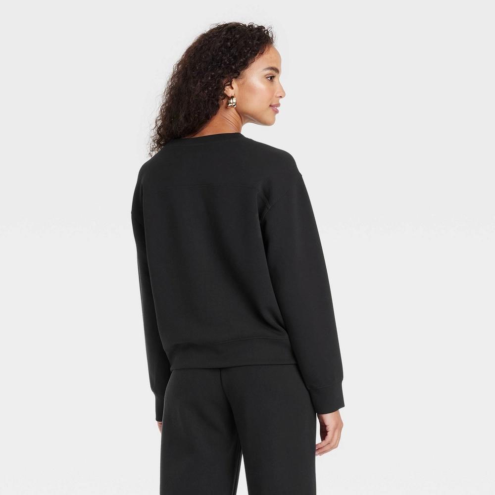 Women's Sandwash Pullover Sweatshirt - A New Day™ Black S Product Image