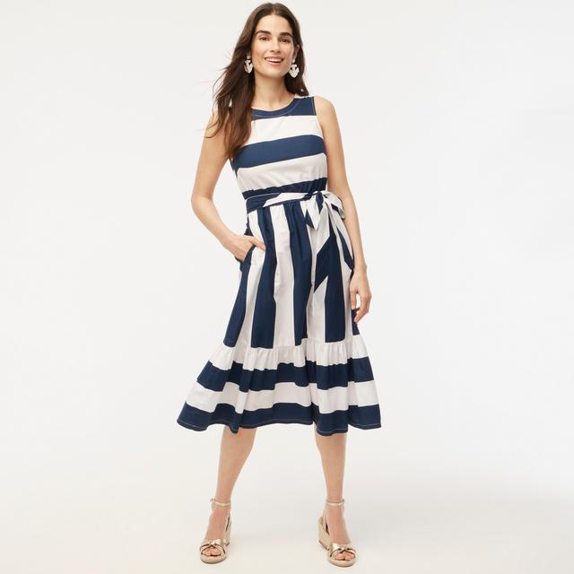 Striped poplin midi dress Product Image