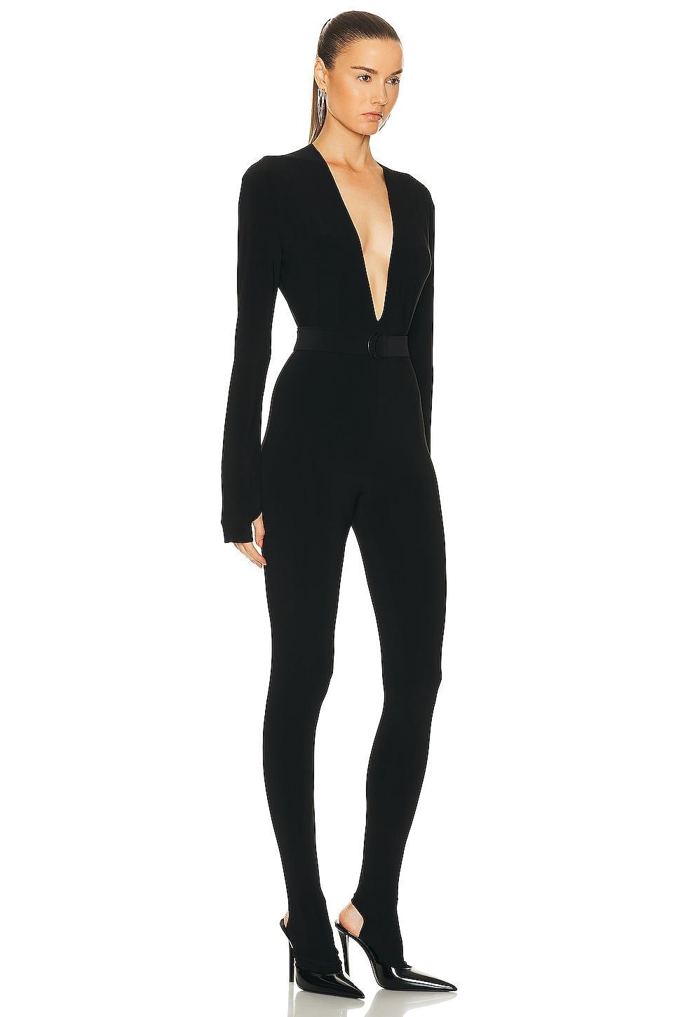 Norma Kamali Long Sleeve Deep V Neck Catsuit Product Image