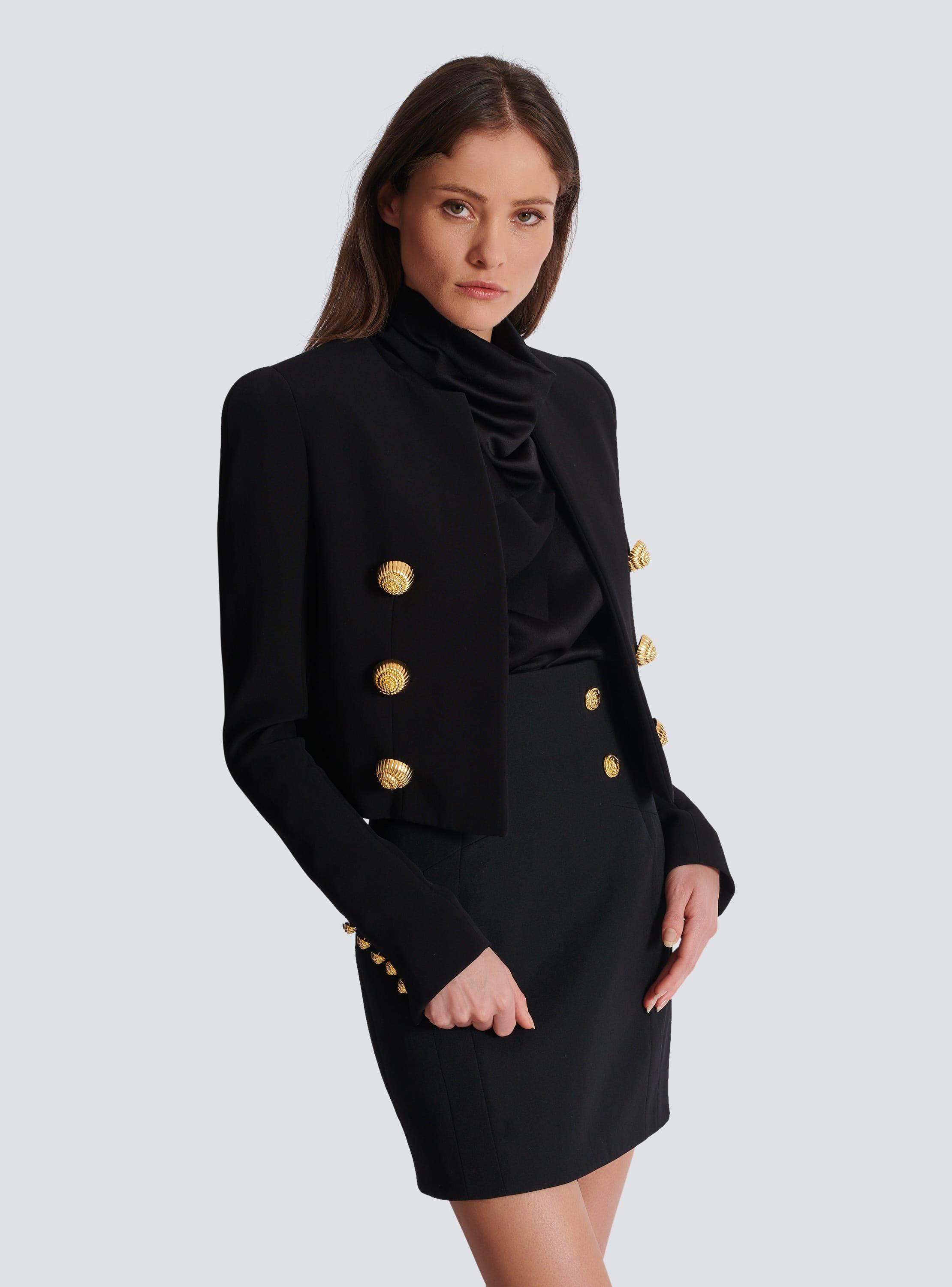 Buttoned cropped crepe jacket Product Image