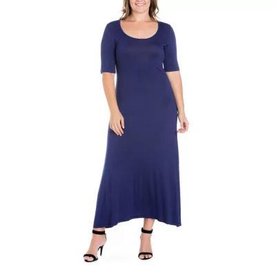 24seven Comfort Apparel Womens 3/4 Sleeve Maxi Dress Plus Product Image