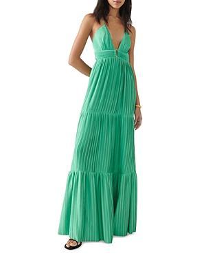 Womens Wasta Pleated Satin Pliss Maxi Dress Product Image