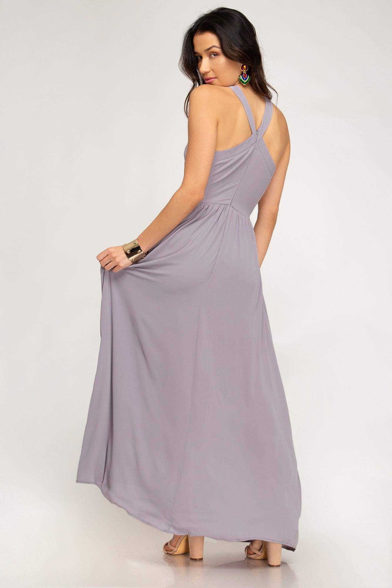 1341   Jules Halter Neck Woven Maxi Dress Product Image