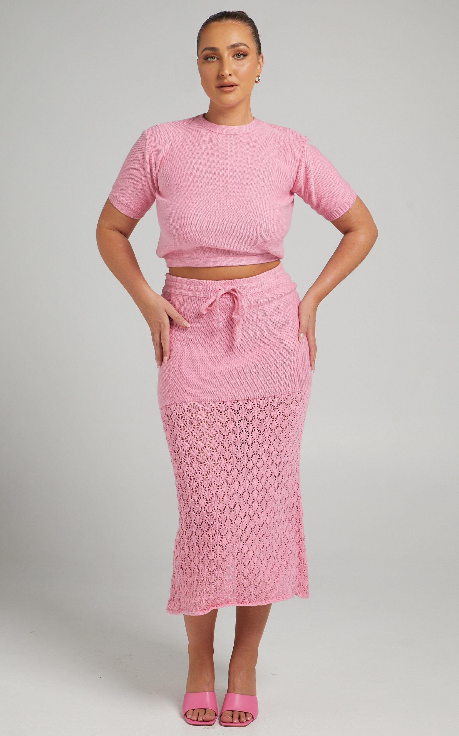 Rue Stiic - Paloma Knit Midi Skirt in Pink Product Image