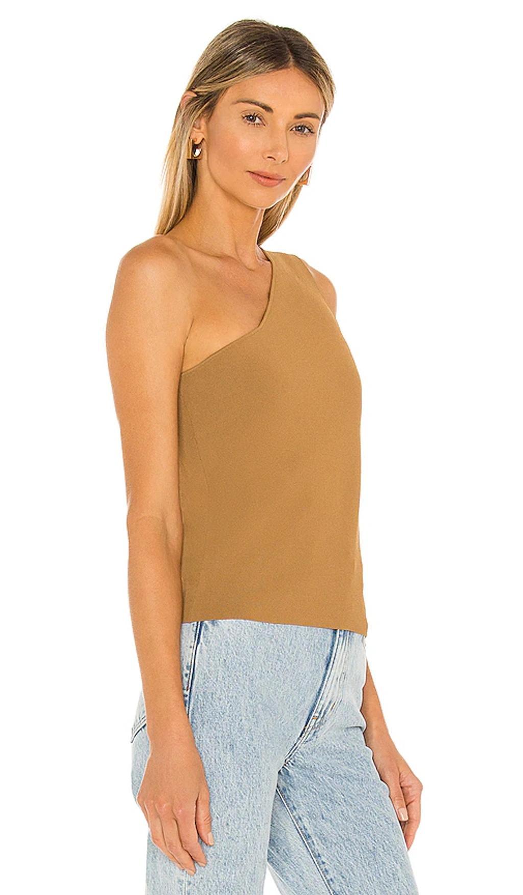 One-shoulder Stretch-knit Top In Moss Product Image