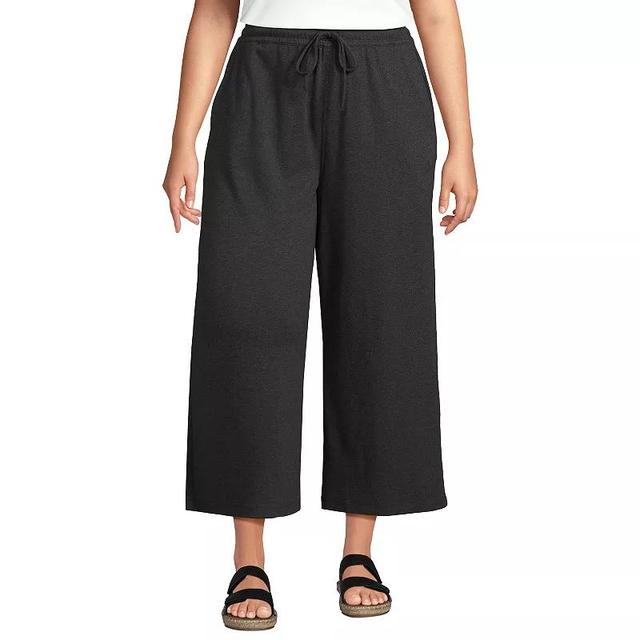 Plus Size Lands End Sport Knit Wide-Leg Crop Pants, Womens Product Image