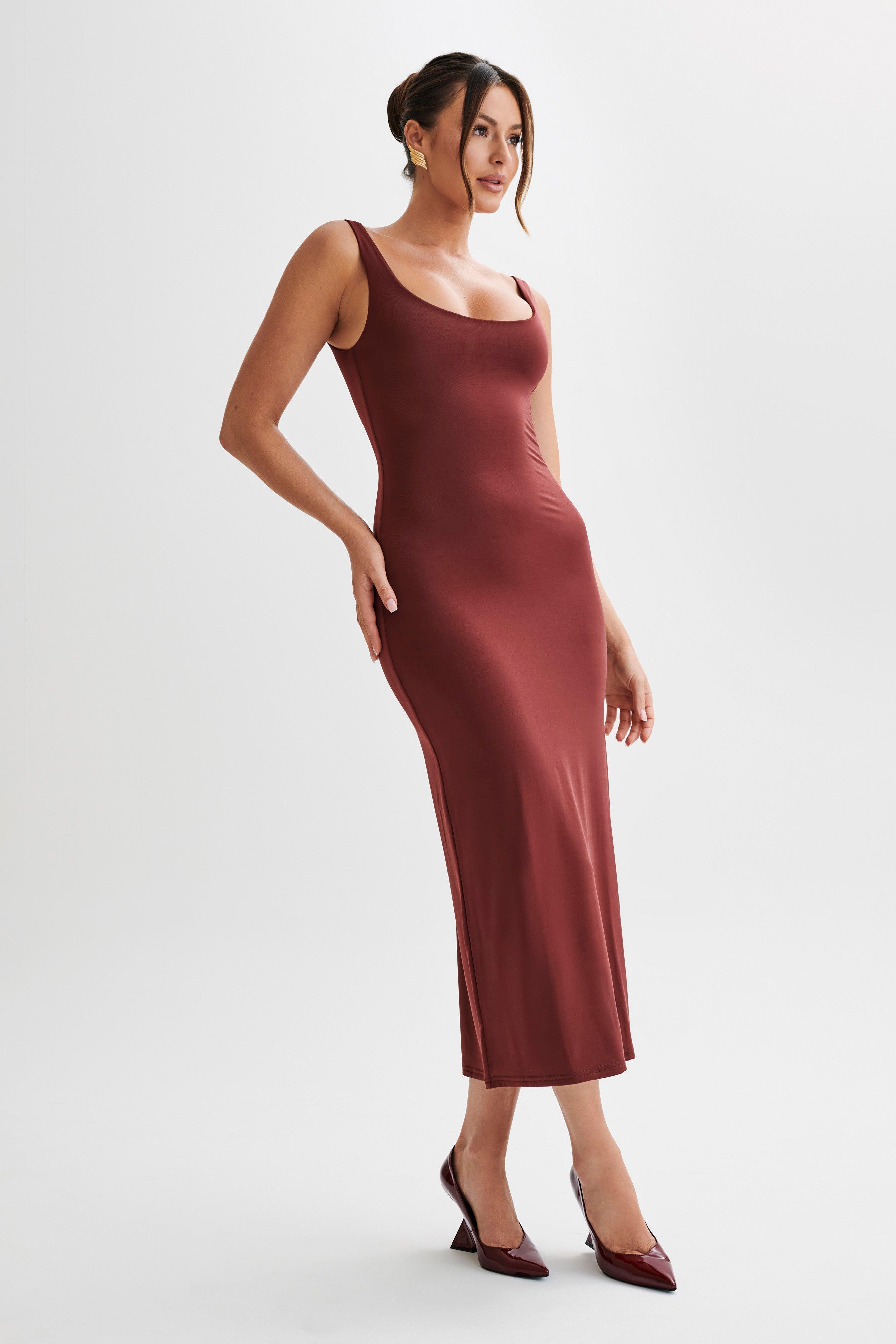 Augustine Slinky Scoop Midi Dress - Wine Product Image