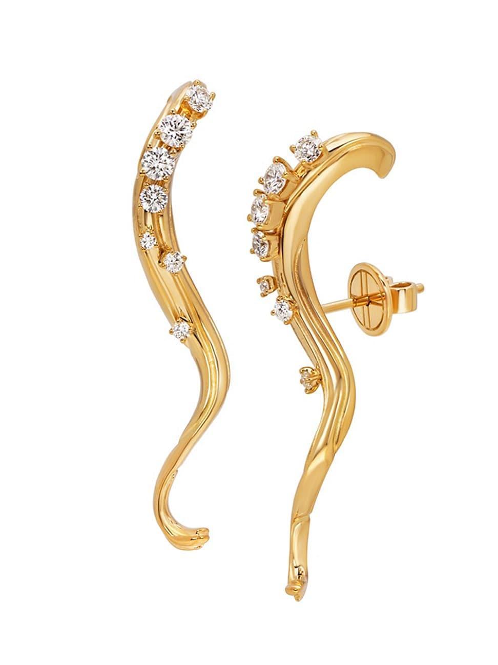 Womens Bahia 18K Yellow Gold & Diamond Earrings Product Image