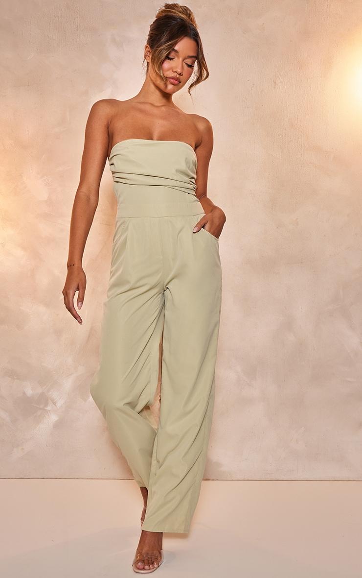 Sage Bandeau Corset Wide Leg Jumpsuit Product Image