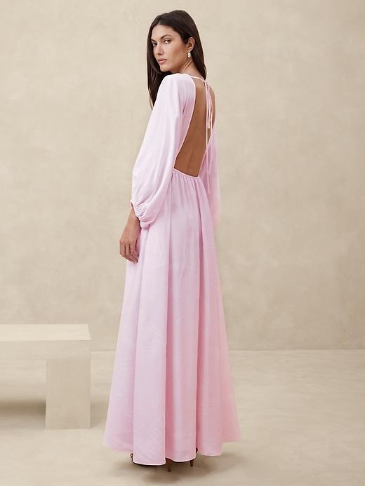 Silk Habotai Backless Maxi Dress Product Image