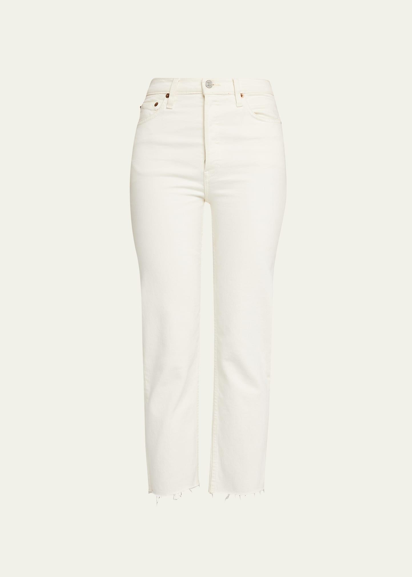 Re/Done 70s Stove Pipe High Rise Straight Ankle Jeans in Vintage White Product Image