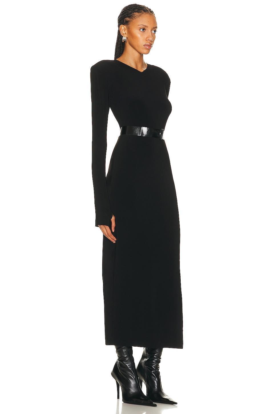 Norma Kamali Long Sleeve Shoulder Pad Side Slit Gown Size L, M, S, XL, XS. Product Image