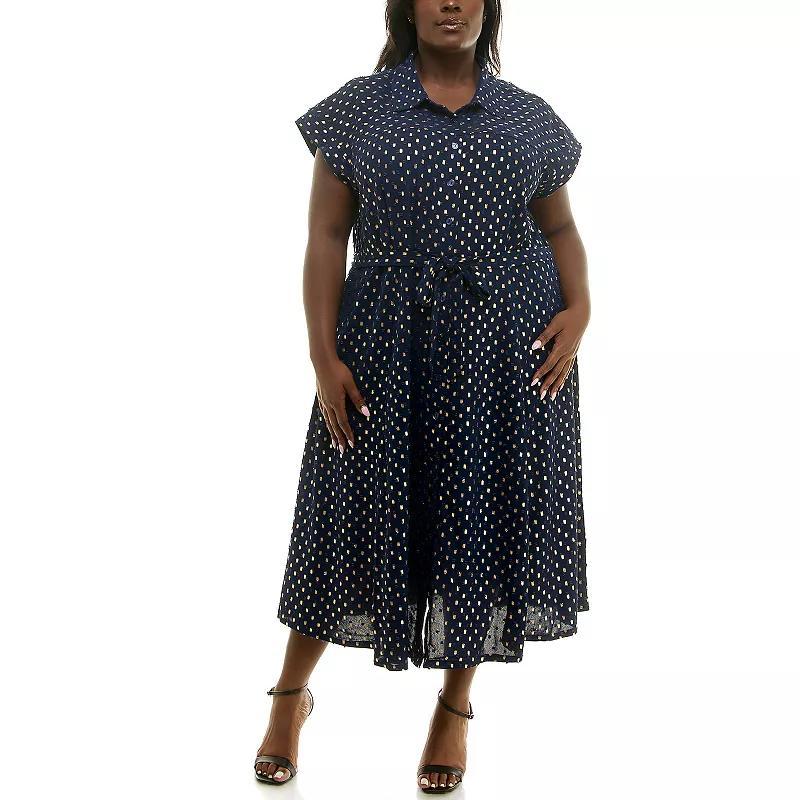 Plus Size Nina Leonard Button Front Shirt Dress, Womens product image