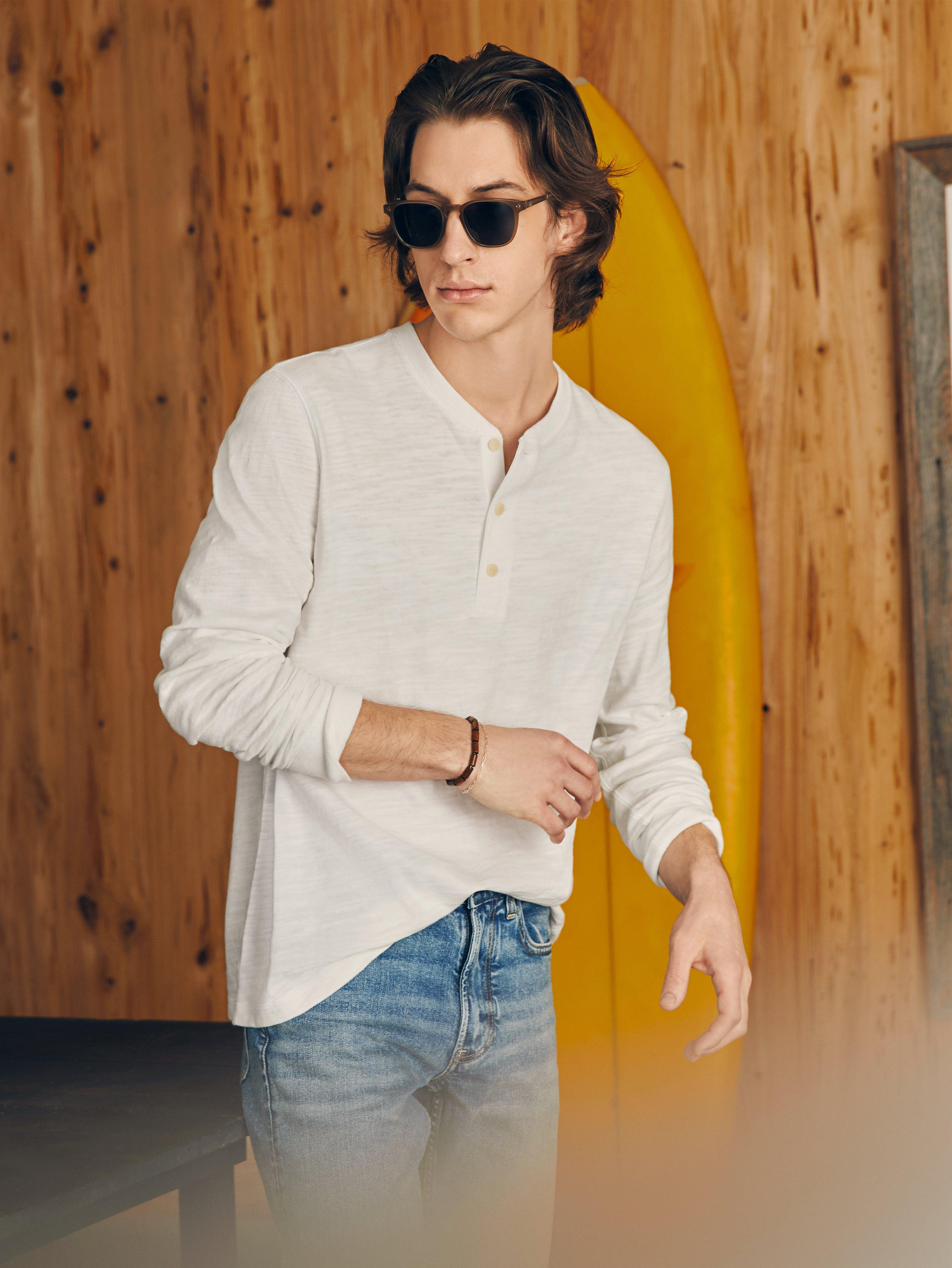 Sunwashed Slub Henley - White Product Image