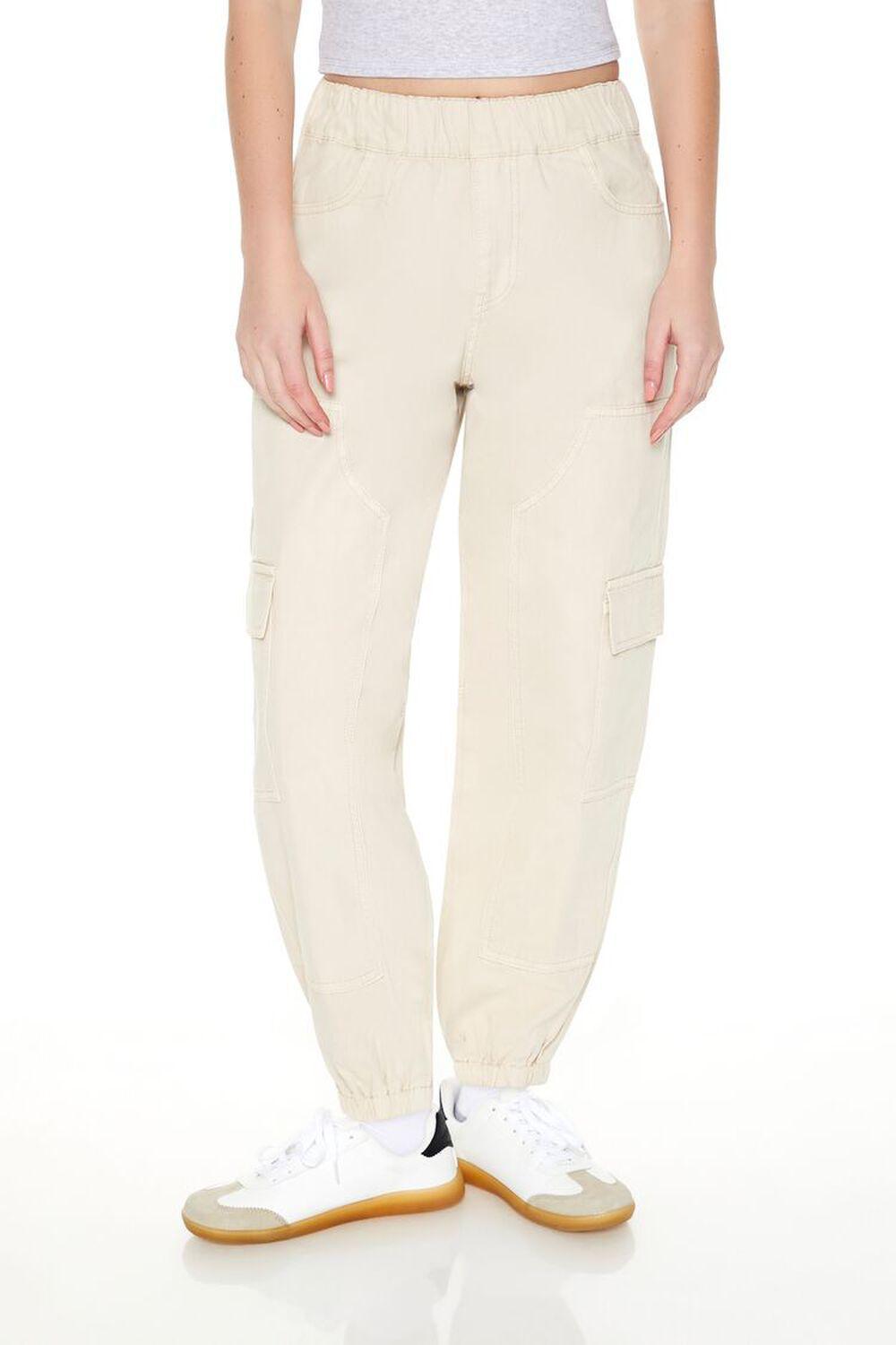 Pull-On Twill Cargo Joggers | Forever 21 Product Image