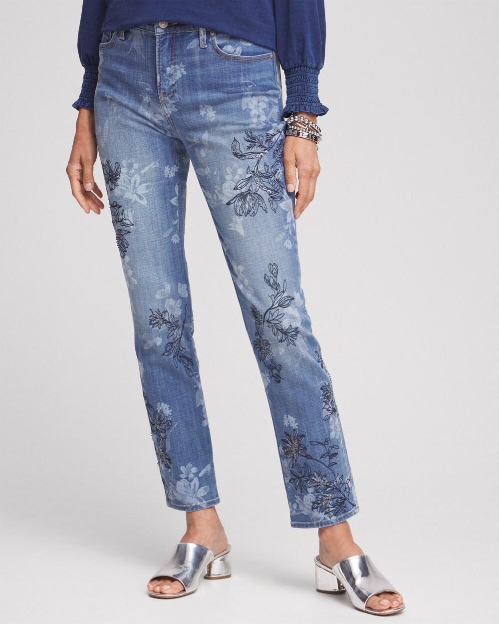 Girlfriend Floral Cutwork Ankle Jeans Product Image