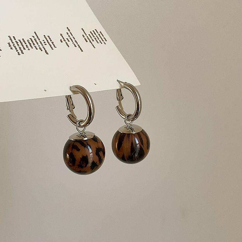 925 Sterling Silver Leopard Print Ball Drop Earring Product Image