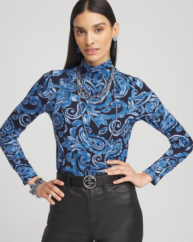 Women's Touch of Cool™ Paisley Mock Neck Tee Product Image