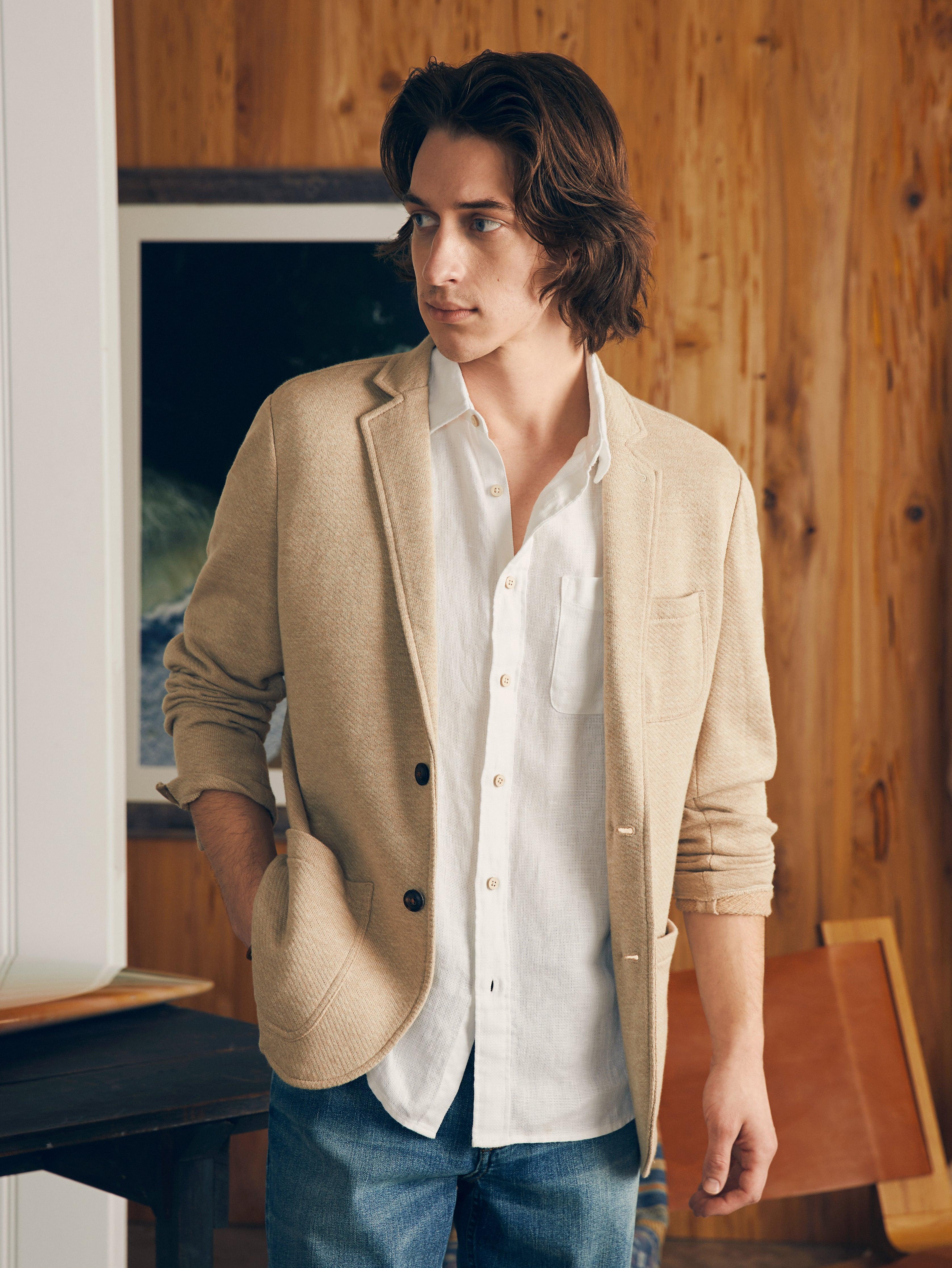 Short-Sleeve Palma Linen Shirt (Tall) - Bright White Basketweave Product Image