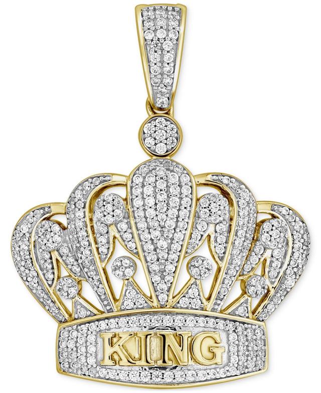 Mens Diamond Pave King & Crown Pendant (3/4 ct. t.w.) in 10k Gold Product Image