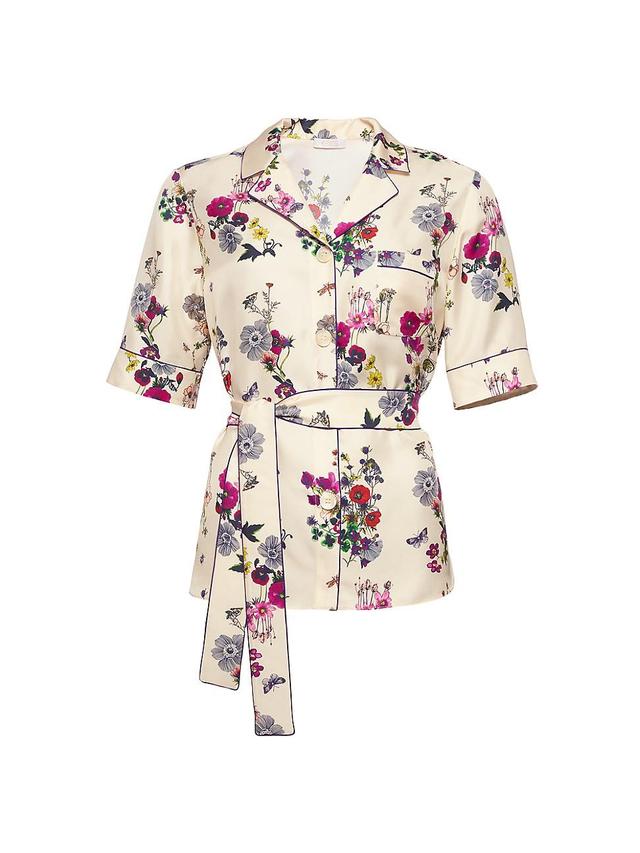 Womens Anemone Floral Silk Shirt Product Image