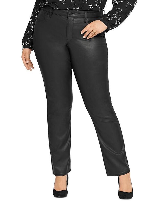 Nydj Plus Marilyn Coated High Rise Straight Leg Jeans Product Image