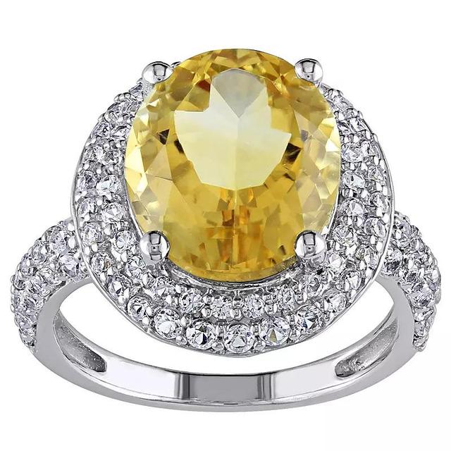 Stella Grace Sterling Silver Citrine & Lab-Created White Sapphire Double Halo Ring, Womens Product Image