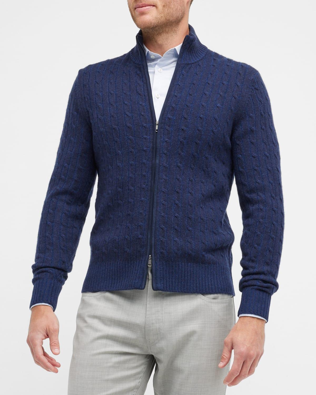 Mens Cable-Knit Cashmere Full-Zip Sweater Product Image