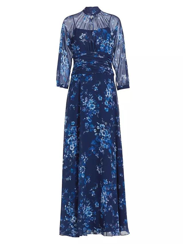 Floral Chiffon Mock Turtleneck Maxi Dress Product Image