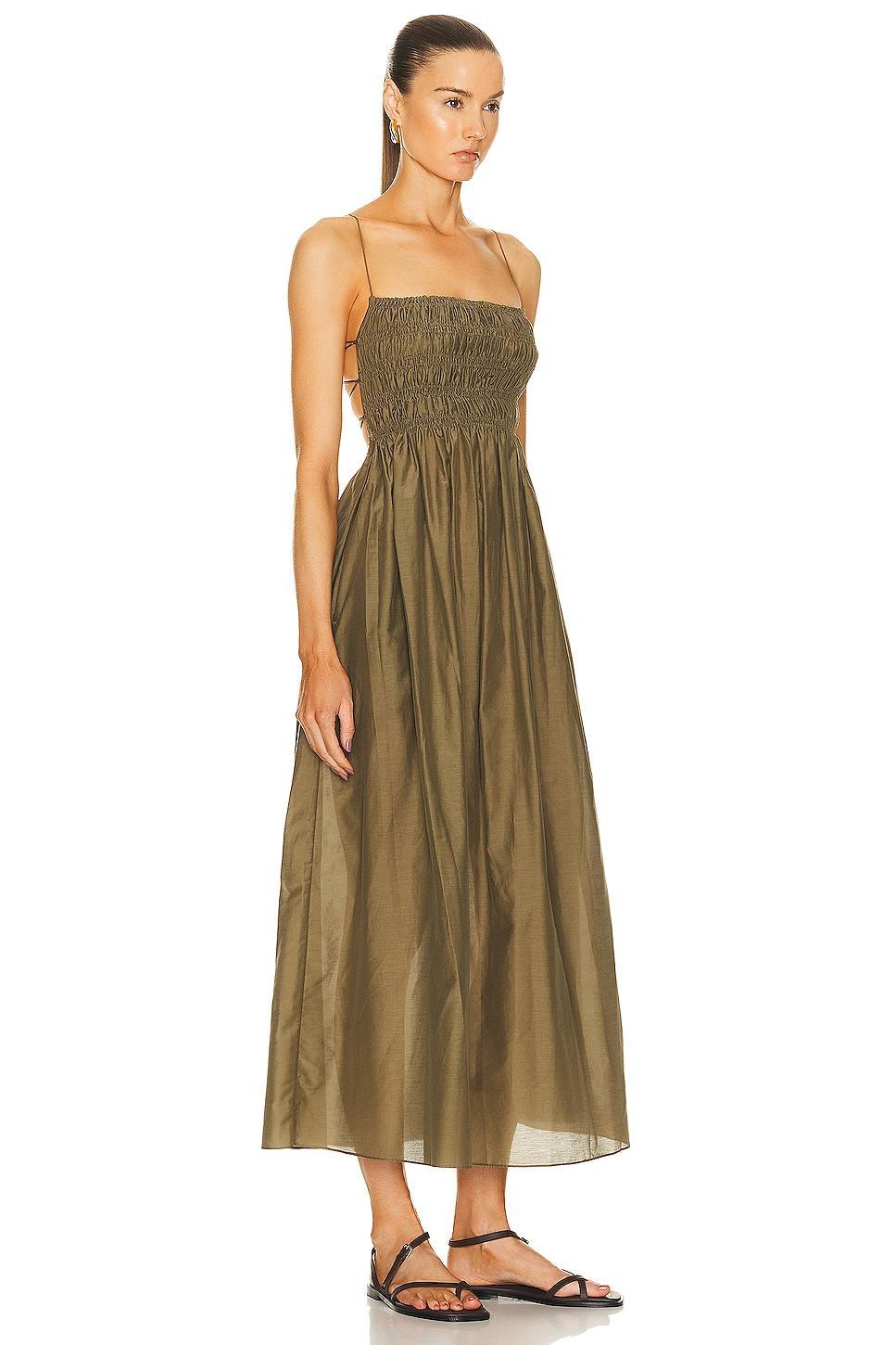 Matteau Shirred Lace Up Dress Olive. (also in ). Product Image