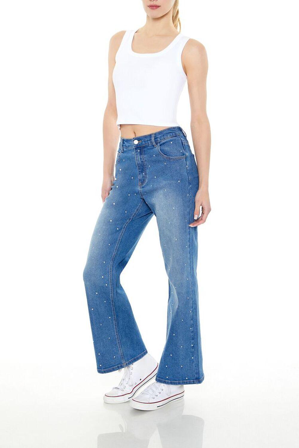 Rhinestone Wide-Leg Jeans | Forever 21 Product Image