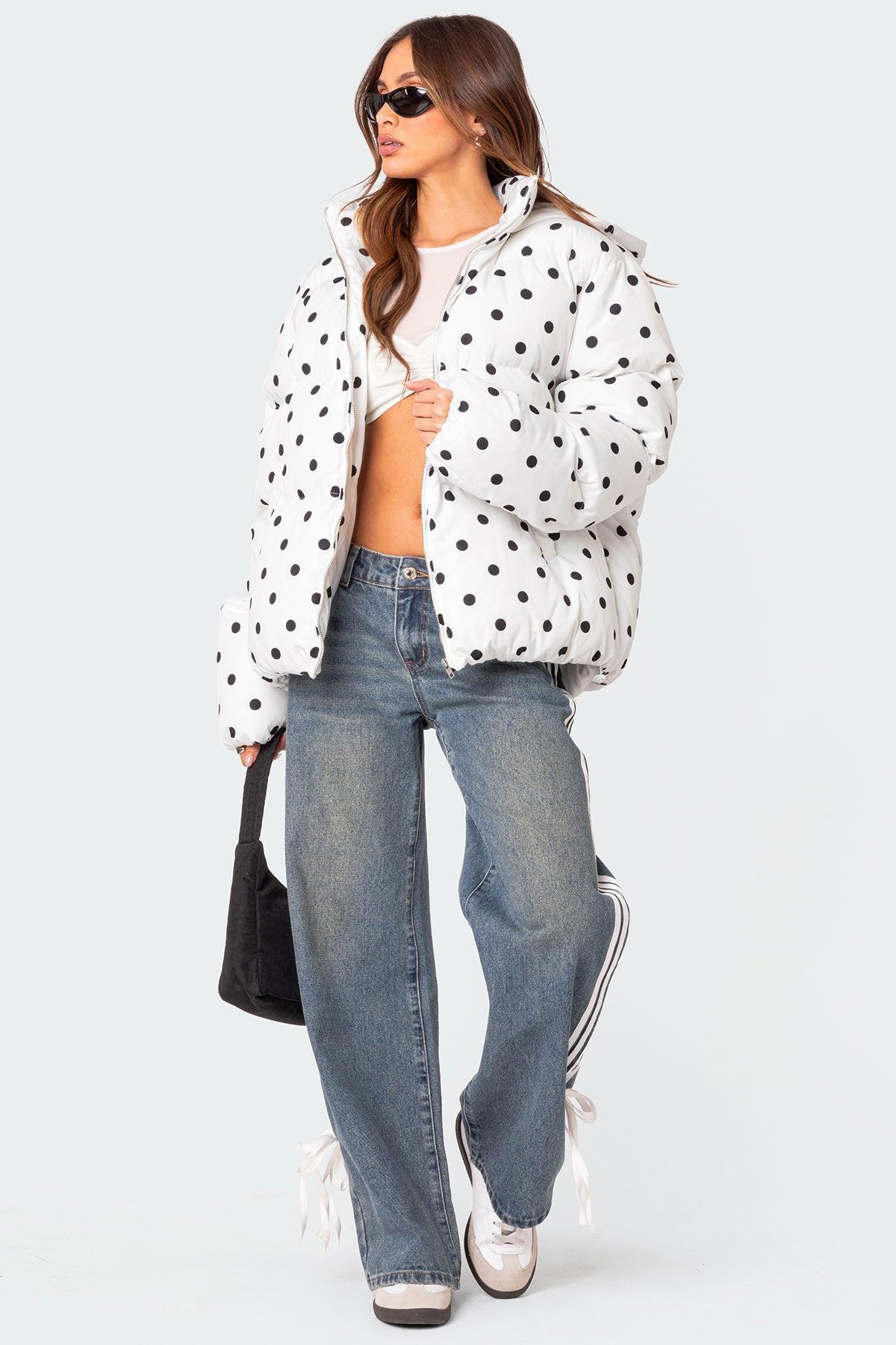 Marcey Polka Dot Hooded Puffer Product Image