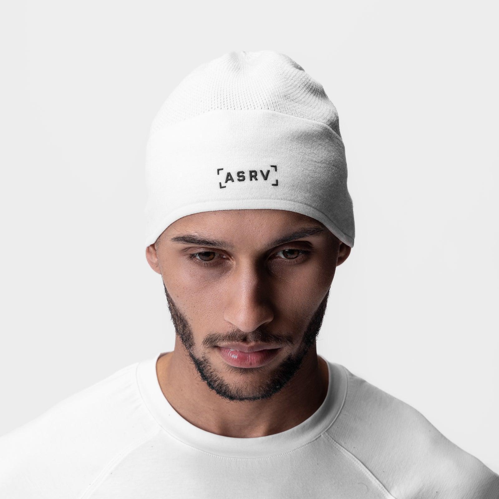 0936. Merino Wool Skull Cap - White "Bracket" Product Image