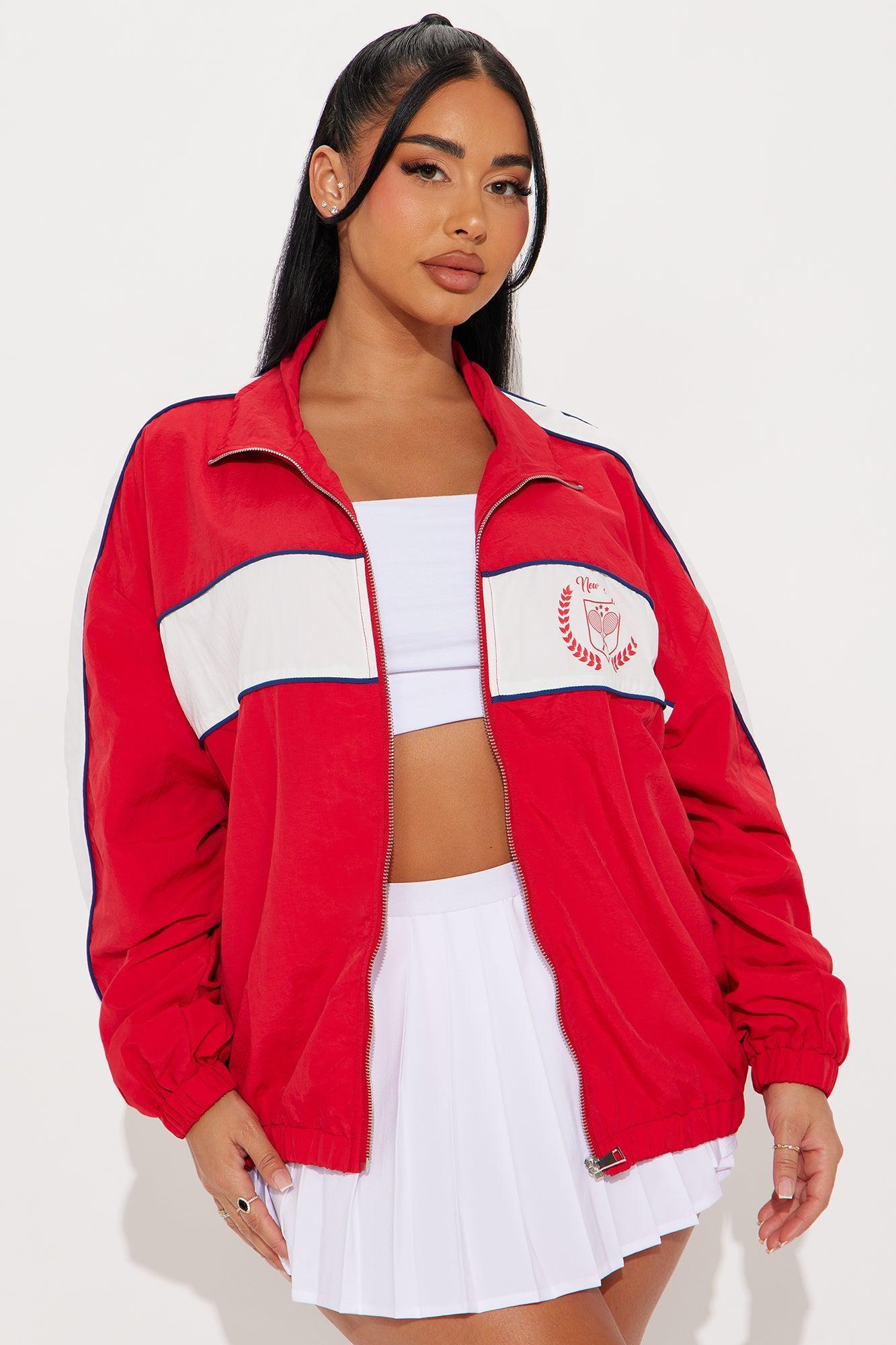 Brooklyn Sporty Oversized Windbreaker - Red/combo Product Image