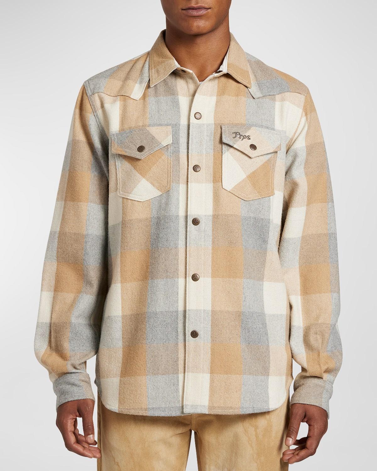 Mens Plaid Flannel Button-Down Shirt Product Image