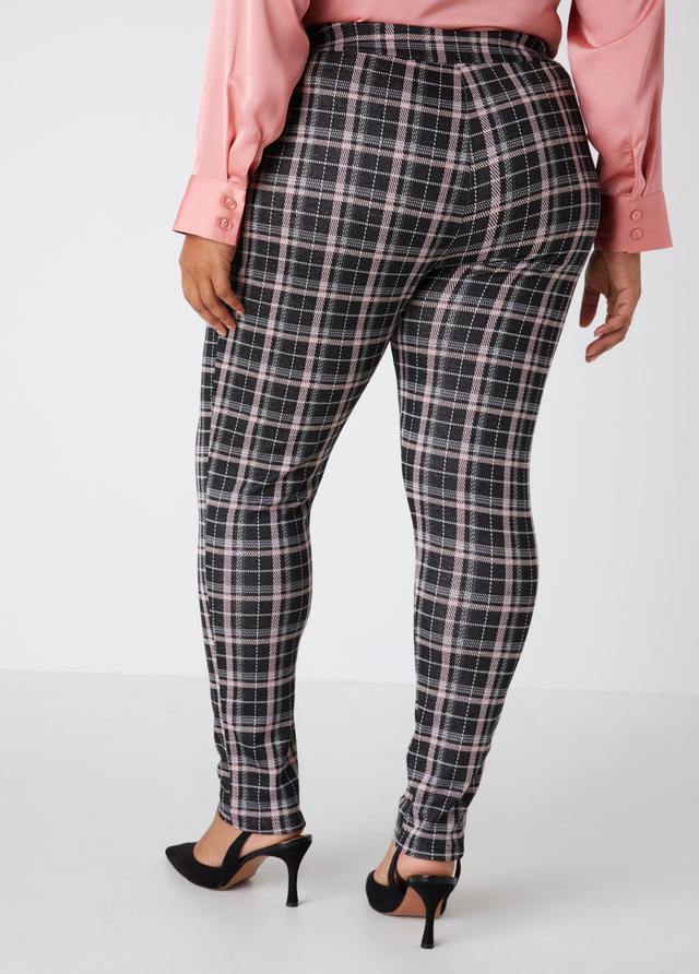 Plus Size High Rise Plaid Knit Leggings, - Ashley Stewart Product Image