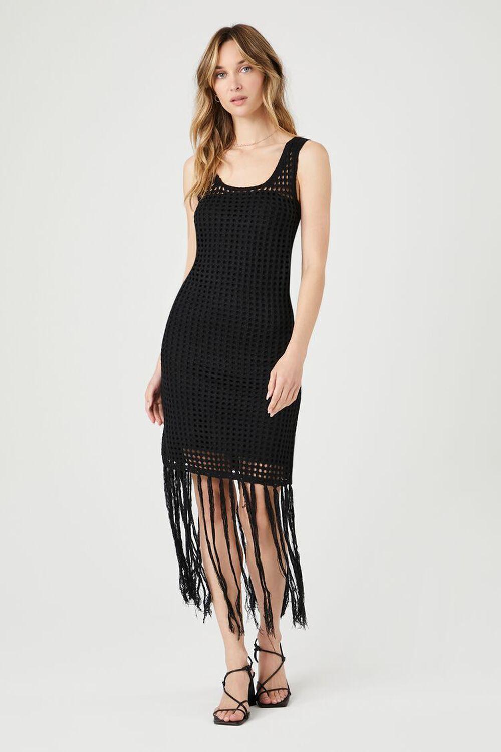 Crochet Sweater-Knit Fringe Dress | Forever 21 Product Image