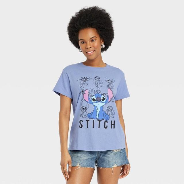 Womens Disney Stitch Short Sleeve Graphic T-Shirt - Blue Product Image