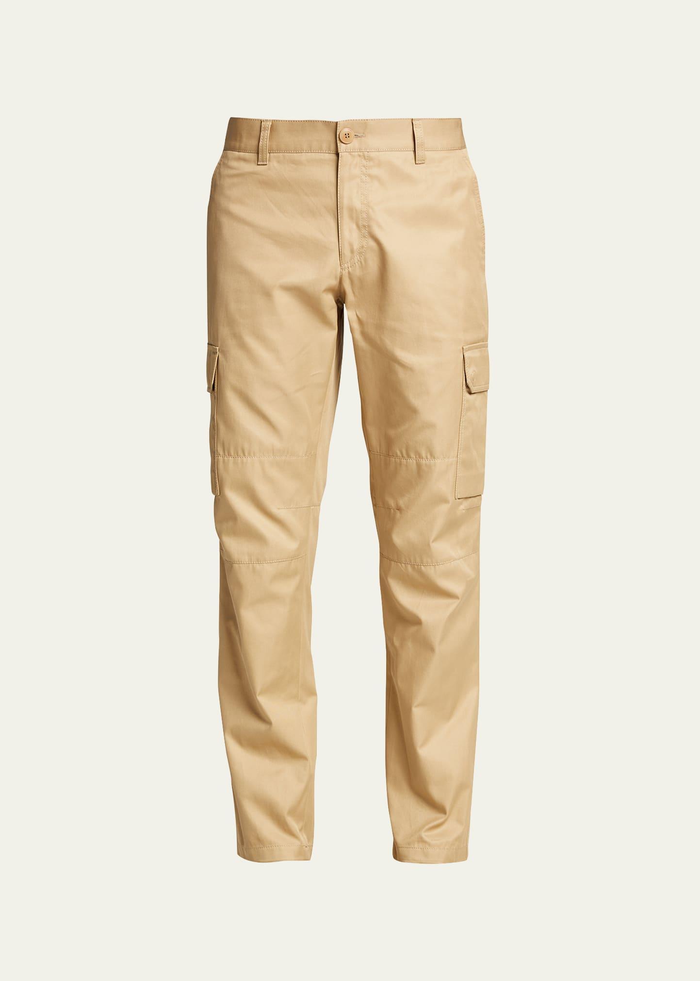 Mens Solid Cotton Cargo Pants Product Image