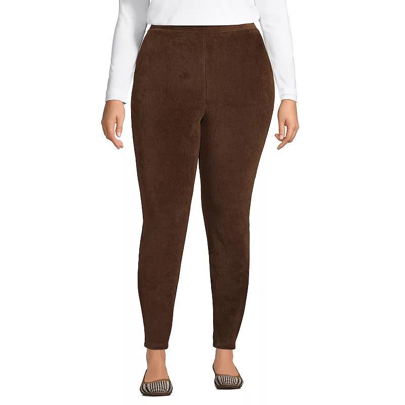 Plus Size Lands End Sport Knit High-Waist Corduroy Leggings, Womens Rich Brown Product Image