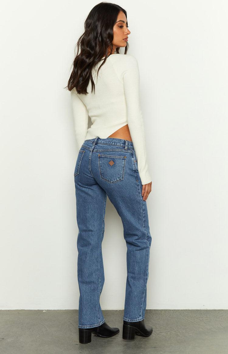 Abrand Olivia 99 Low Straight Organic Blue Denim Jeans Product Image