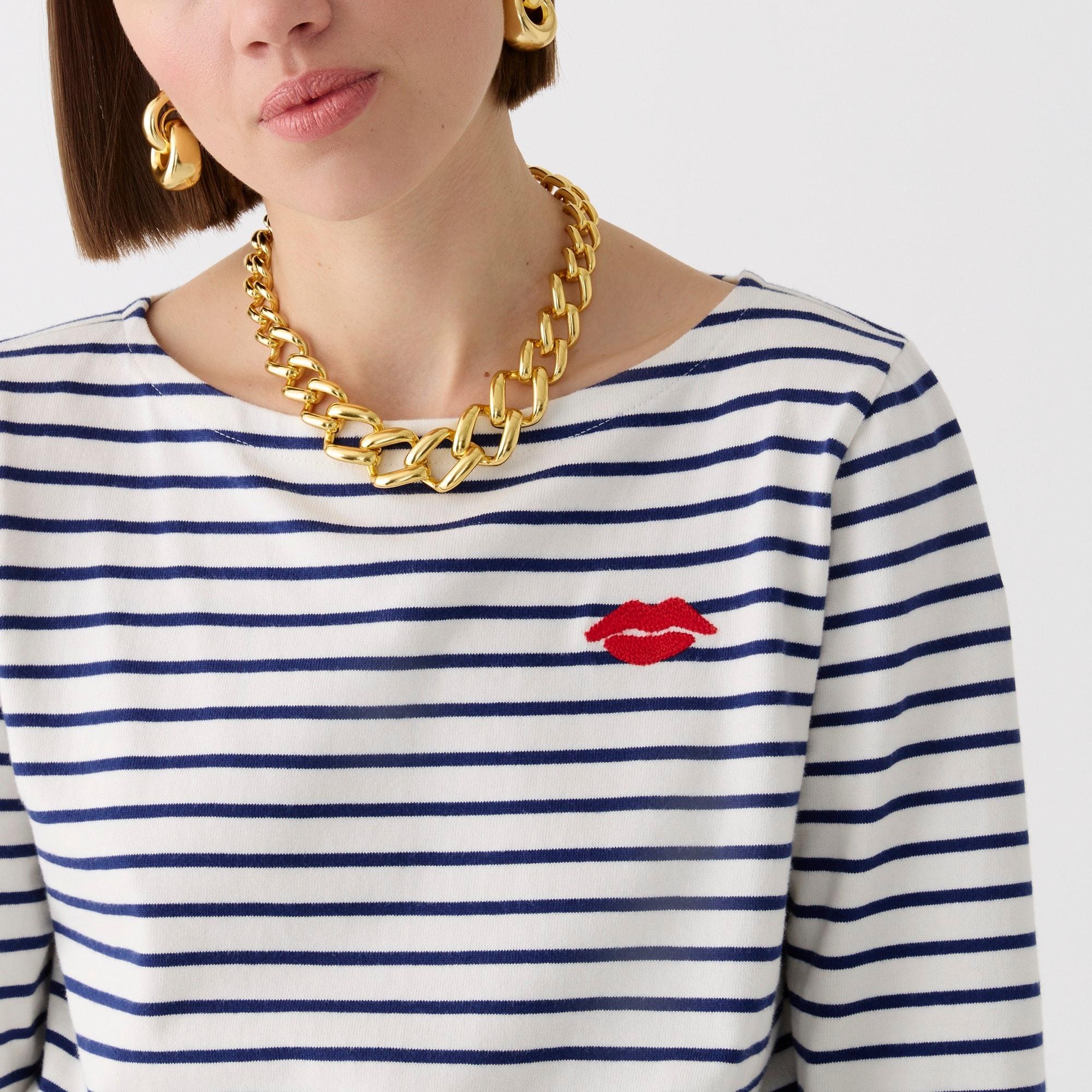 Classic mariner cloth boatneck T-shirt with embroidery Product Image