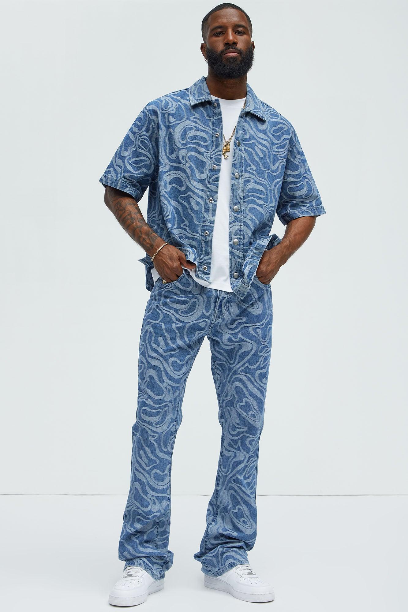 Fingerprints Swirl Denim Shirt - Medium Blue Wash Product Image